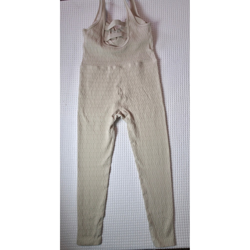 JoyLab Textured Seamless Unitard Womens Large Beige Fair Strappy Open Back - Picture 2 of 9